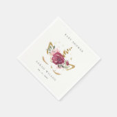 かわいいピンクの赤面金ゴールドフローラユニコーン赤ちゃんシャワー スタンダードカクテルナプキン (角)