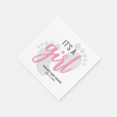かわいいピンクの足跡ガールベビーシャワー スタンダードカクテルナプキン (角)