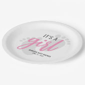 かわいいピンクの足跡ガールベビーシャワー ペーパープレート (アングル)