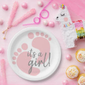 かわいいピンクの足跡ガールベビーシャワー ペーパープレート (パーティー)