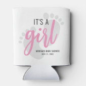 かわいいピンクの足跡ガールベビーシャワー 缶クーラー (裏面)