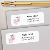 かわいいピンクの足跡ガール差出人住所 ラベル