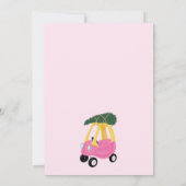 かわいいピンクの車の女の子 1歳の誕生日パーティー招待状 招待状 (裏面)