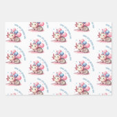 かわいいピンクの軸索誕生祝い ラッピングペーパーシート (正面)