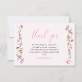 かわいいピンクの野の花　繊細な花 サンキューカード (正面)