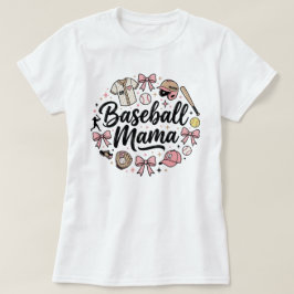 かわいいピンクの野球ママTシャツ - スタイリッシュなゲームデー Tシャツ