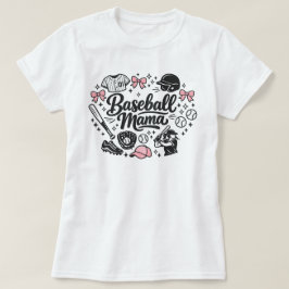 かわいいピンクの野球ママTシャツ - スタイリッシュなゲームデー Tシャツ