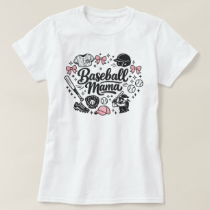 かわいいピンクの野球ママTシャツ - スタイリッシュなゲームデー Tシャツ
