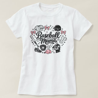 かわいいピンクの野球ママTシャツ - スタイリッシュなゲームデー Tシャツ