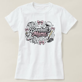 かわいいピンクの野球ママTシャツ - スタイリッシュなゲームデー Tシャツ