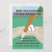 かわいいピンクの野球女子バースデーパーティー 招待状 (裏面)