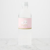 かわいいピンクの金ゴールドバニー赤ちゃんシャワーラビットパーティー ペットボトルラベル (正面)