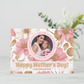 かわいいピンクの金ゴールドフローラフォトマザーズのデイカード カード (スタンド正面)