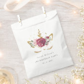 かわいいピンクの金ゴールドフローラユニコーン任意の年齢誕生日 フェイバーバッグ (クリップ留めされた状態)