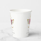 かわいいピンクの金ゴールドフローラユニコーン任意の年齢誕生日 紙コップ (右)