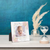 かわいいピンクの金ゴールドフローラ水の色ベビーガール写真 フォトプラーク (インサイチュ)