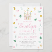 かわいいピンクの金ゴールドリトルプリンセスバースデーガール 招待状 (正面)