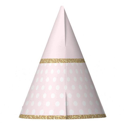 かわいいピンクの金ゴールド象の第1誕生日の好意 パーティーハット (裏面)