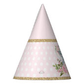 かわいいピンクの金ゴールド象の第1誕生日の好意 パーティーハット (左)