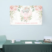 かわいいピンクの金ゴールド赤面フローラゾウ赤ちゃんシャワー 横断幕 (トレードショー)