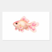 かわいいピンクの金魚のハートステッカー 長方形シール (正面)
