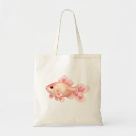 かわいいピンクの金魚のハートトートバッグ トートバッグ