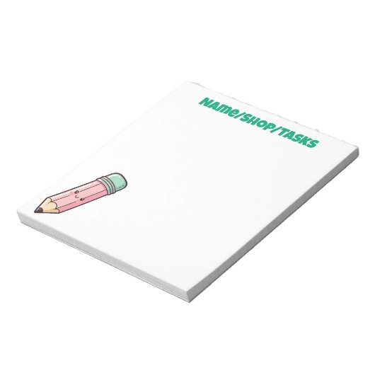 かわいいピンクの鉛筆 ノートパッド (回転)