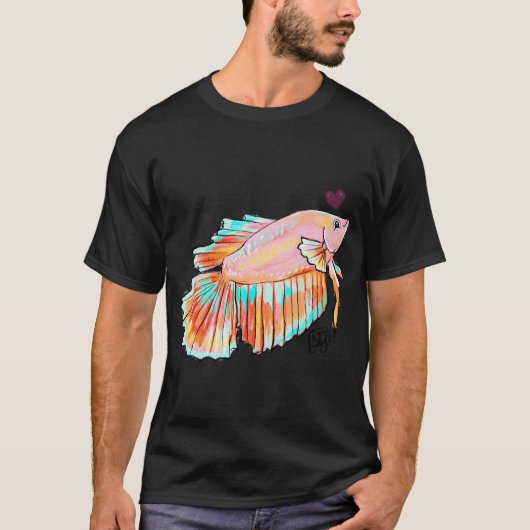 かわいいピンクの長尾ベタ Tシャツ (正面)