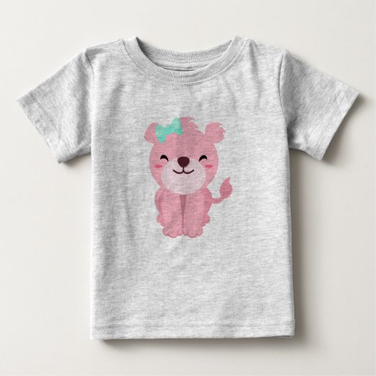 かわいいピンクの雌ライオン ベビーTシャツ (正面)