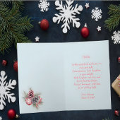 かわいいピンクの雪だるまドータークリスマスカード サンキューカード