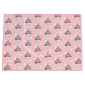 かわいいピンクの雪のジンジャーブレッドハウス ラージペーパーバッグ (正面)