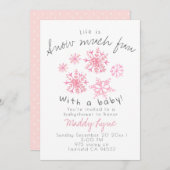 かわいいピンクの雪女の子バビシャワーパーティー招待状 招待状 (正面/裏面)