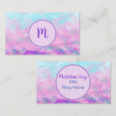 かわいいピンクの雲のモノグラム 名刺 (正面/裏面)