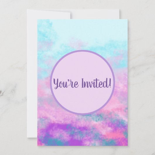 かわいいピンクの雲のモノグラム 招待状 (正面)