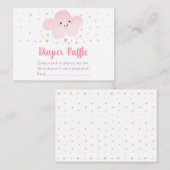 かわいいピンクの雲スターベビーシャワーオムツラッフル エンクロージャーカード (正面/裏面)