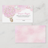 かわいいピンクの雲 テディベア 風船 おむつくじ エンクロージャーカード (正面/裏面)