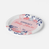 かわいいピンクの青い花植物性ベビーシャワー ペーパープレート (アングル)