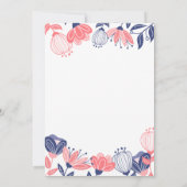 かわいいピンクの青い花植物性ベビーシャワー 招待状 (裏面)