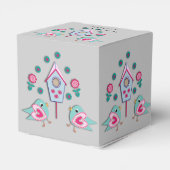 かわいいピンクの青みすぼらしいシックな鳥と鳥の家 フェイバーボックス (裏面サイド)