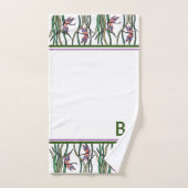 かわいいピンクの青トンボと緑葉の バスタオルセット (ハンドタオル)