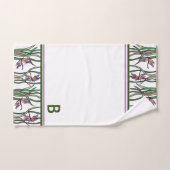 かわいいピンクの青トンボと緑葉の バスタオルセット (ハンドタオル)