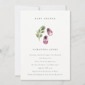 かわいいピンクの靴の葉ガールベビーシャワー招待状 サンキューカード (正面)