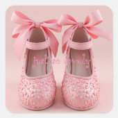 かわいいピンクの靴 スクエアシール (正面)