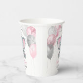 かわいいピンクの風船の赤ちゃん象の女の子のシャワー 紙コップ (右)