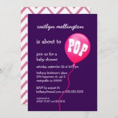 かわいいピンクの風船少女のベビーシャワーA03 招待状 (正面/裏面)