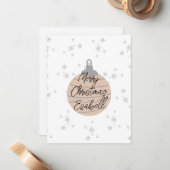 かわいいピンクの飾り 白 灰色 クリスマス モノグラム ノートカード (正面/裏面インサイチュ)