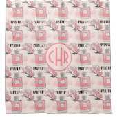 かわいいピンクの香水 | Parfum |フローラ |モノグラム シャワーカーテン (正面)