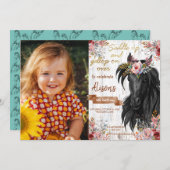 かわいいピンクの馬の誕生日パーティー 招待状 (正面/裏面)