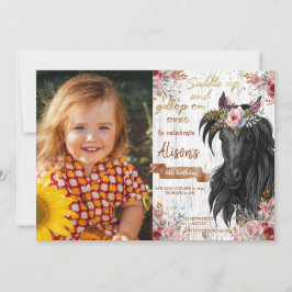 かわいいピンクの馬の誕生日パーティー 招待状