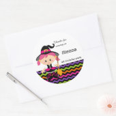 かわいいピンクの魔女 ラウンドシール (封筒)